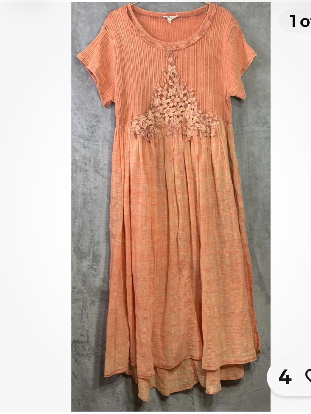 Oli & Hali Washed Cotton Crochet Meadow Boho Cottagecore Whimsy Dress Size L - Picture 6 of 9